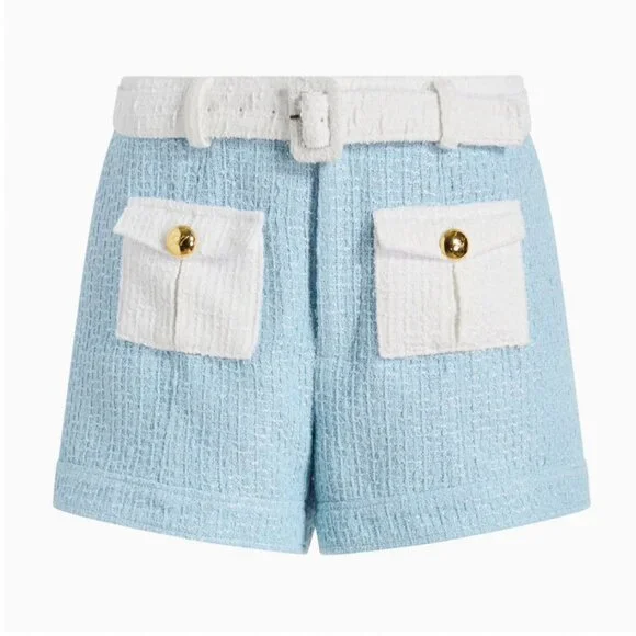 NWT Cinq a Sept 5a7 Nissy Jacket & Short Set of 2 Sky Blue/White Cocktail Party - Picture 9 of 10